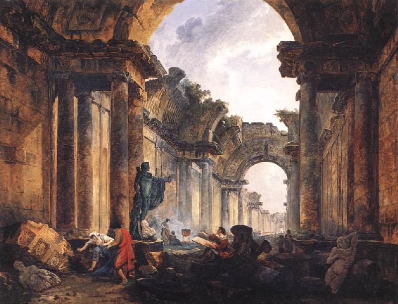 ROBERT, Hubert Imaginary View of the Grande Galerie in the Louvre in Ruins AG China oil painting art